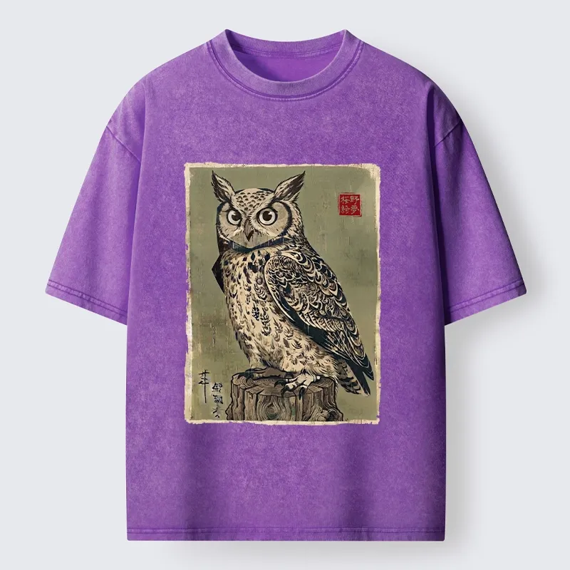 Tokyo-Tiger Wise Forest Owl Washed T-Shirt