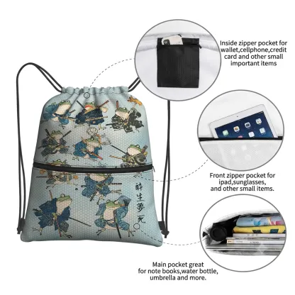 Tokyo-Tiger Frog Samurai Drawstring Backpack
