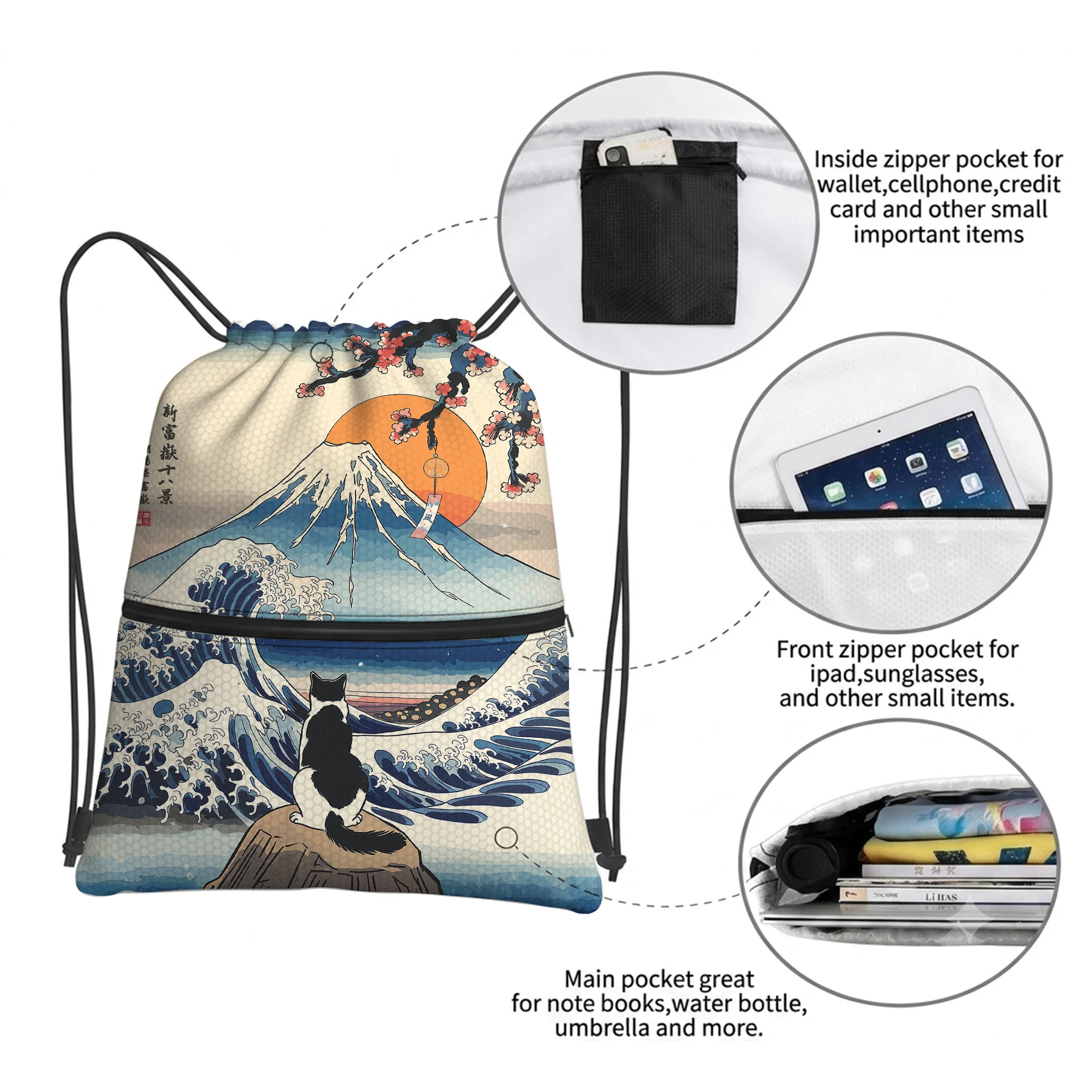 Tokyo-Tiger Cat Looking At The Great Wave Backpack