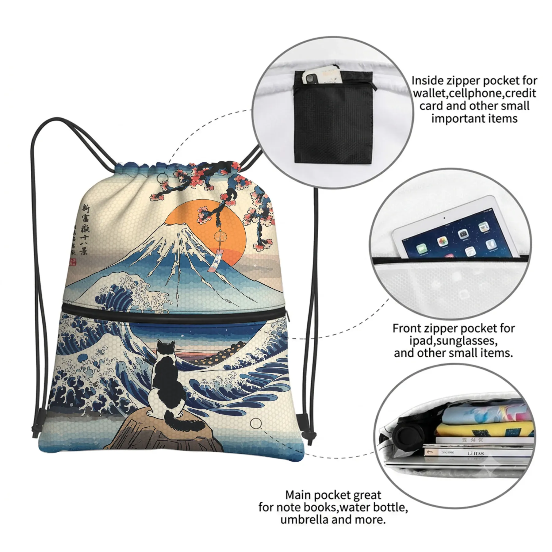 Tokyo-Tiger Cat Looking At The Great Wave Backpack