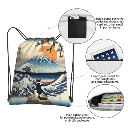 Tokyo-Tiger Cat Looking At The Great Wave Backpack