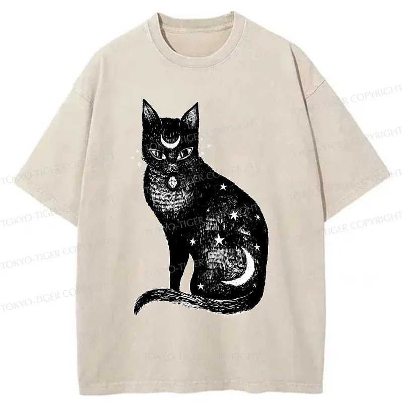 Tokyo-Tiger Ghost Black Cat Washed T-Shirt