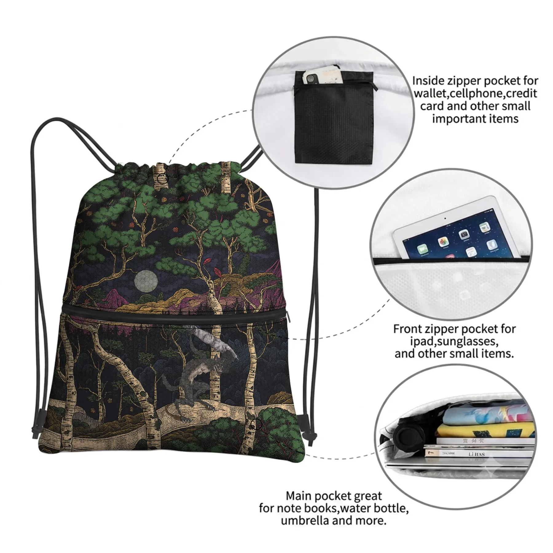Tokyo-Tiger Horrible Ghoul Drawstring Backpack