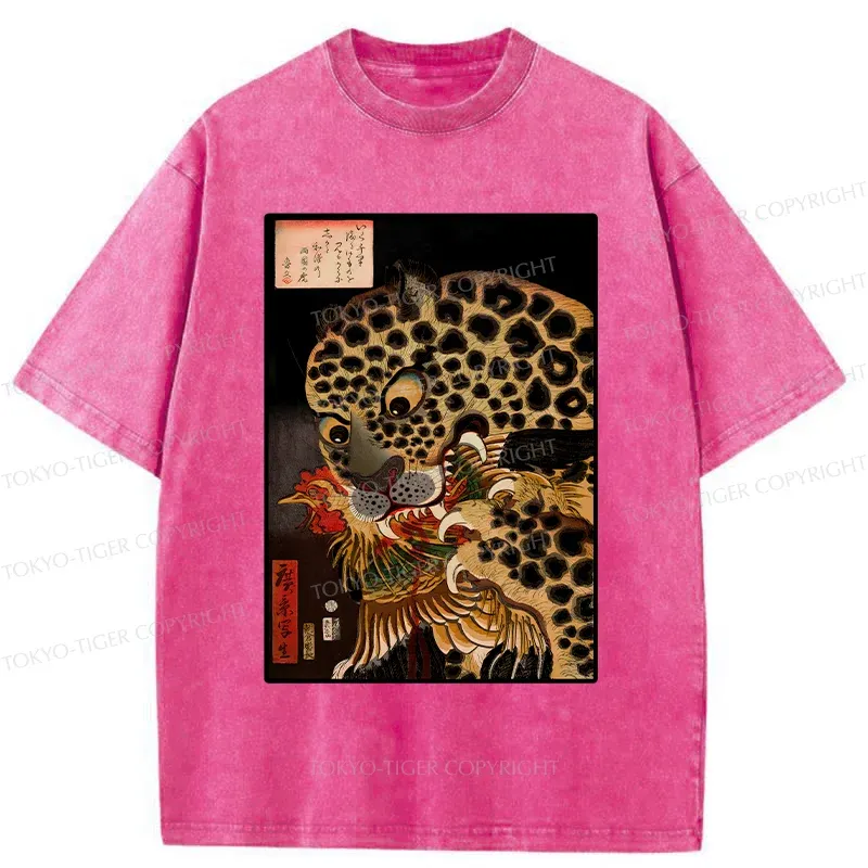 Tokyo-Tiger Japanese Traditional Panther Washed T-Shirt