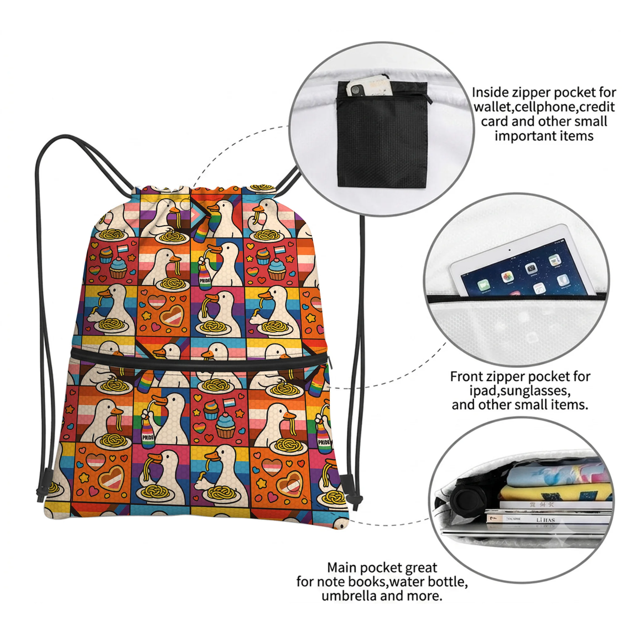 Tokyo-Tiger More Spaghetti Less Upsetti Goose Eat Spaghetti Drawstring Backpack