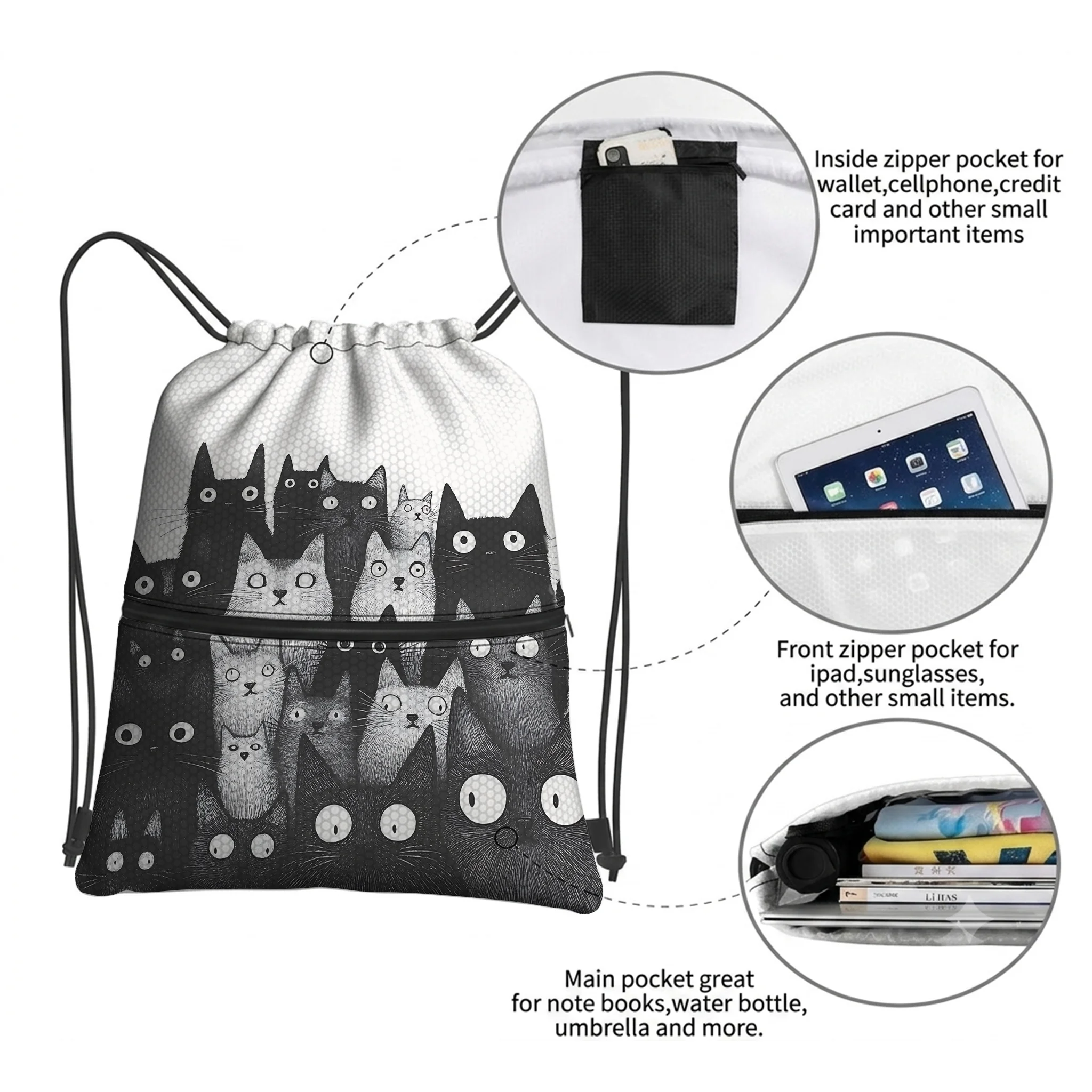Tokyo-Tiger The Judgmental Stare Of Cats Drawstring Backpack