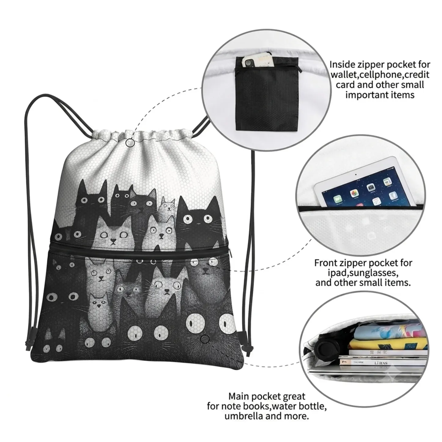 Tokyo-Tiger The Judgmental Stare Of Cats Drawstring Backpack