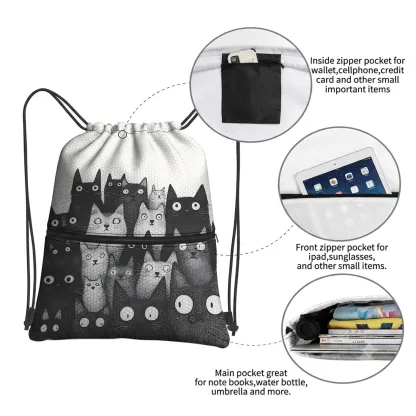 Tokyo-Tiger The Judgmental Stare Of Cats Drawstring Backpack
