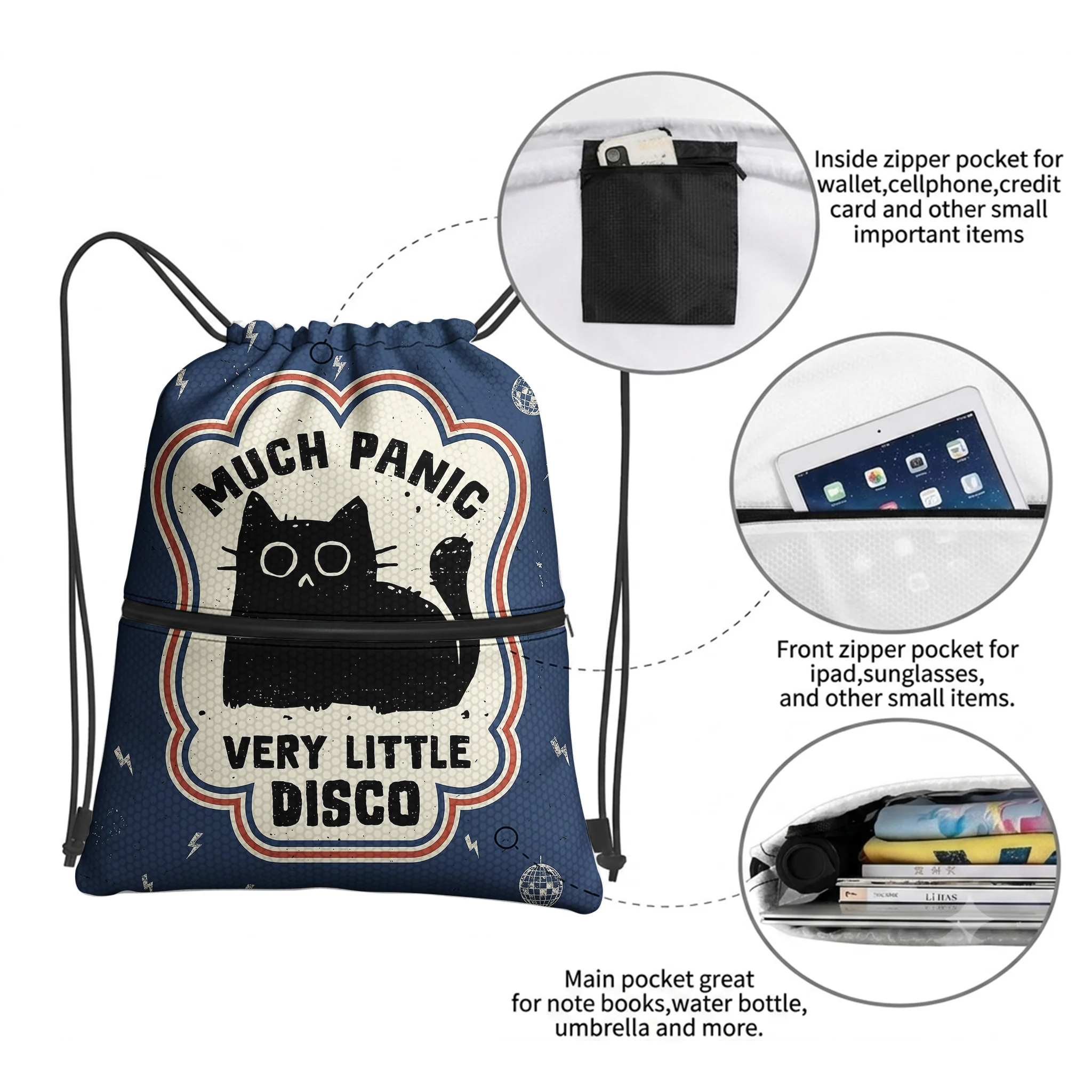 Tokyo-Tiger "Much Panic"Retro Drawstring Backpack