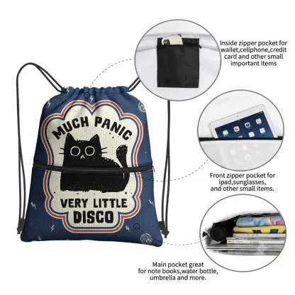 Tokyo-Tiger "Much Panic"Retro Drawstring Backpack
