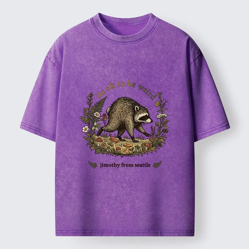 Tokyo-Tiger Funny Jimothy Raccoon Washed T-Shirt