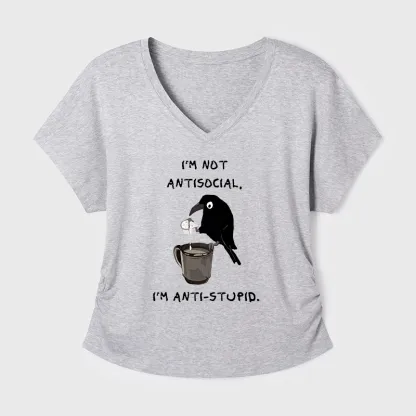 Tokyo-Tiger Cool Crow Sips Calm Coffee Alone Modal Dolman Sleeve T-Shirt
