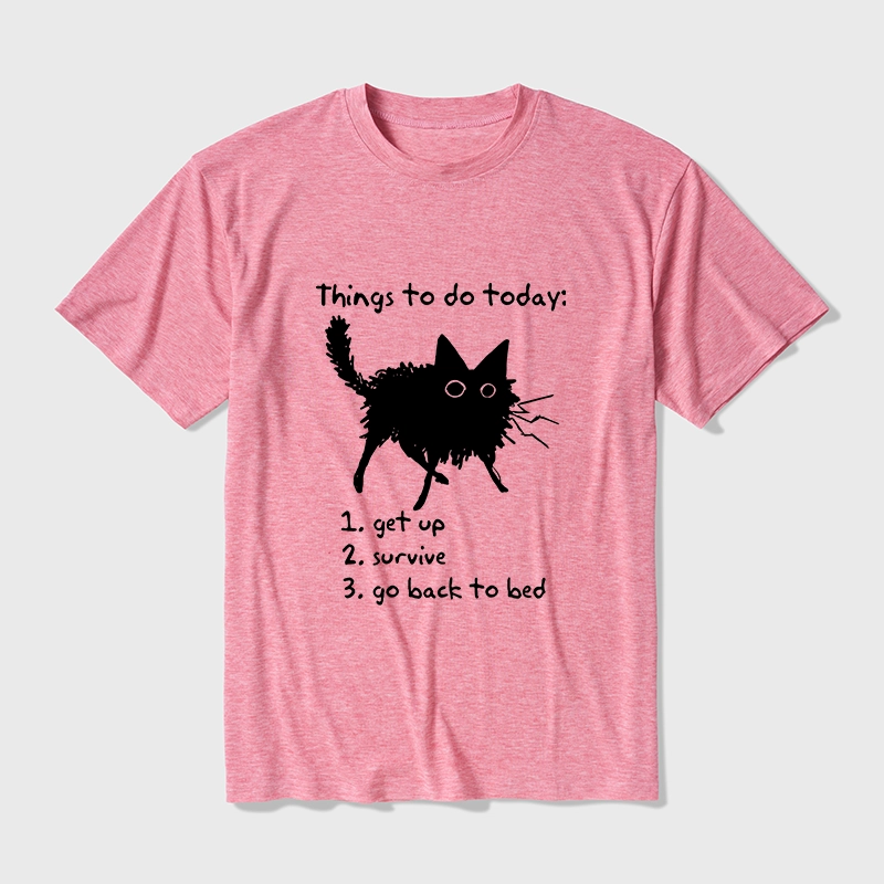 Tokyo-Tiger Lazy Cat Survive Day Funny Meme Cotton Blend T-Shirt