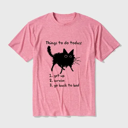 Tokyo-Tiger Lazy Cat Survive Day Funny Meme Cotton Blend T-Shirt