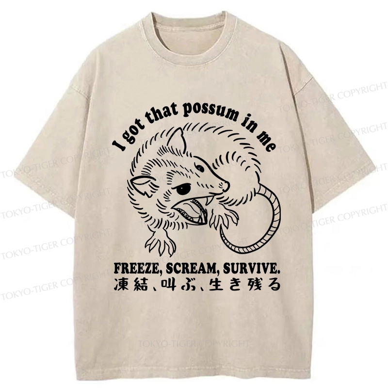 Tokyo-Tiger I Got That Possum In Me Washed T-Shirt