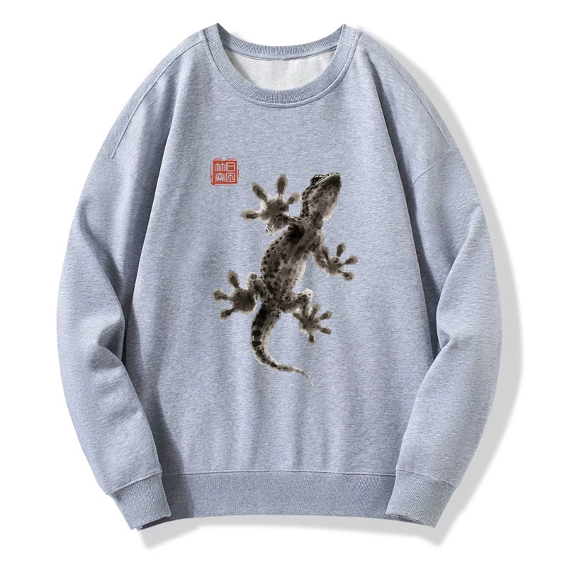Tokyo-Tiger Minimal Asian Ink Brush Gecko Vibe Classic Sweatshirt