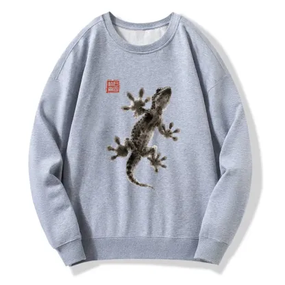 Tokyo-Tiger Minimal Asian Ink Brush Gecko Vibe Classic Sweatshirt