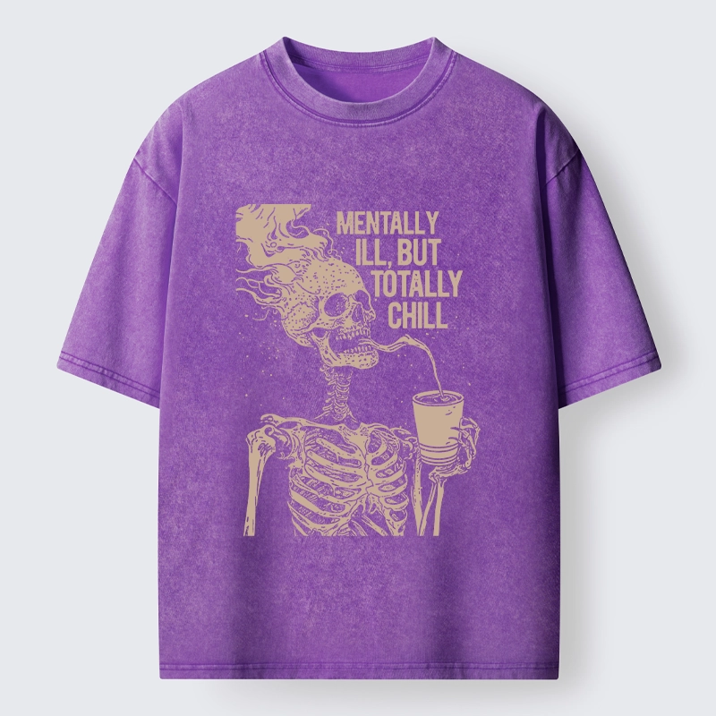 Tokyo‑Tiger Funny Skeleton Chill Washed T‑Shirt
