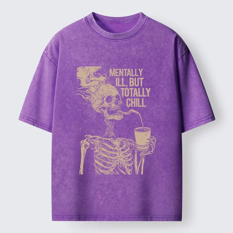Tokyo‑Tiger Funny Skeleton Chill Washed T‑Shirt