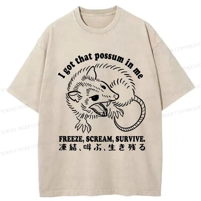 Tokyo-Tiger I Got That Possum In Me Washed T-Shirt