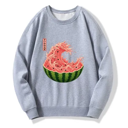 Tokyo-Tiger Watermelon Wave Summer Ukiyo Art Classic Sweatshirt
