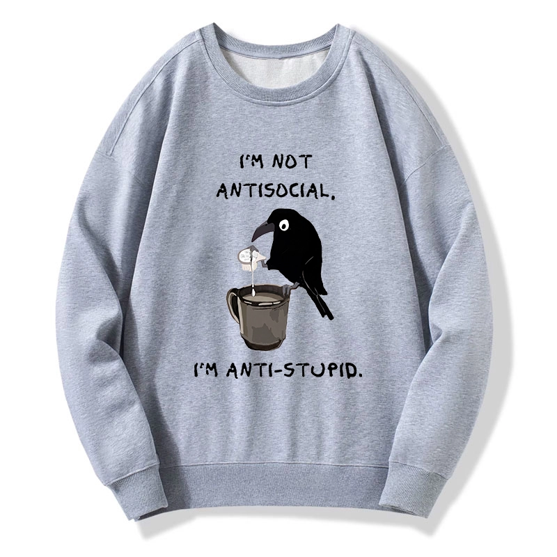 Tokyo-Tiger Cool Crow Sips Calm Coffee Alone Classic Sweatshirt