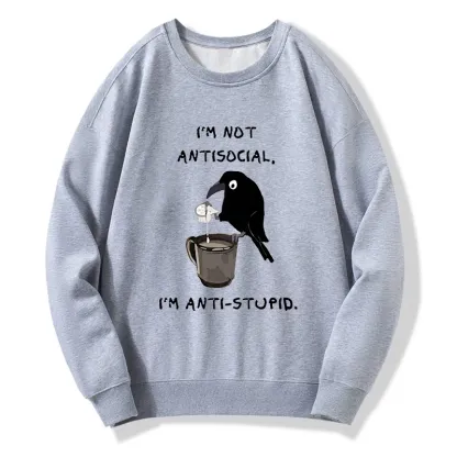 Tokyo-Tiger Cool Crow Sips Calm Coffee Alone Classic Sweatshirt