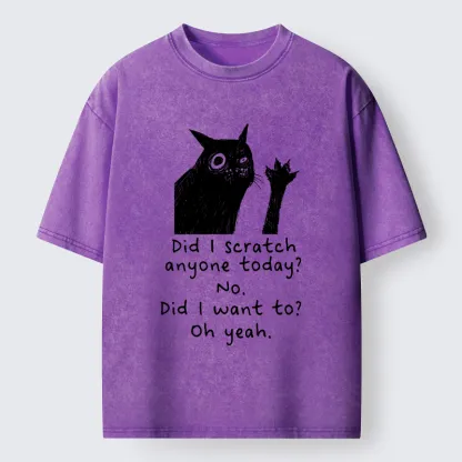 Tokyo‑Tiger Black Cat Scratches People Washed T-Shirt