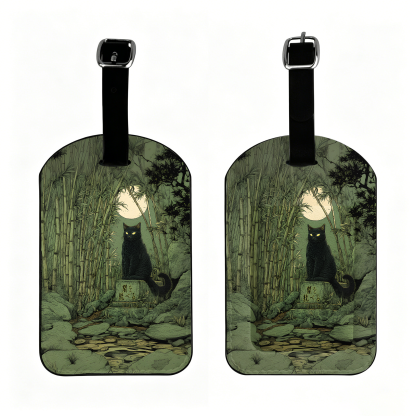 Tokyo-Tiger Cat Under The Moon Luggage Tag