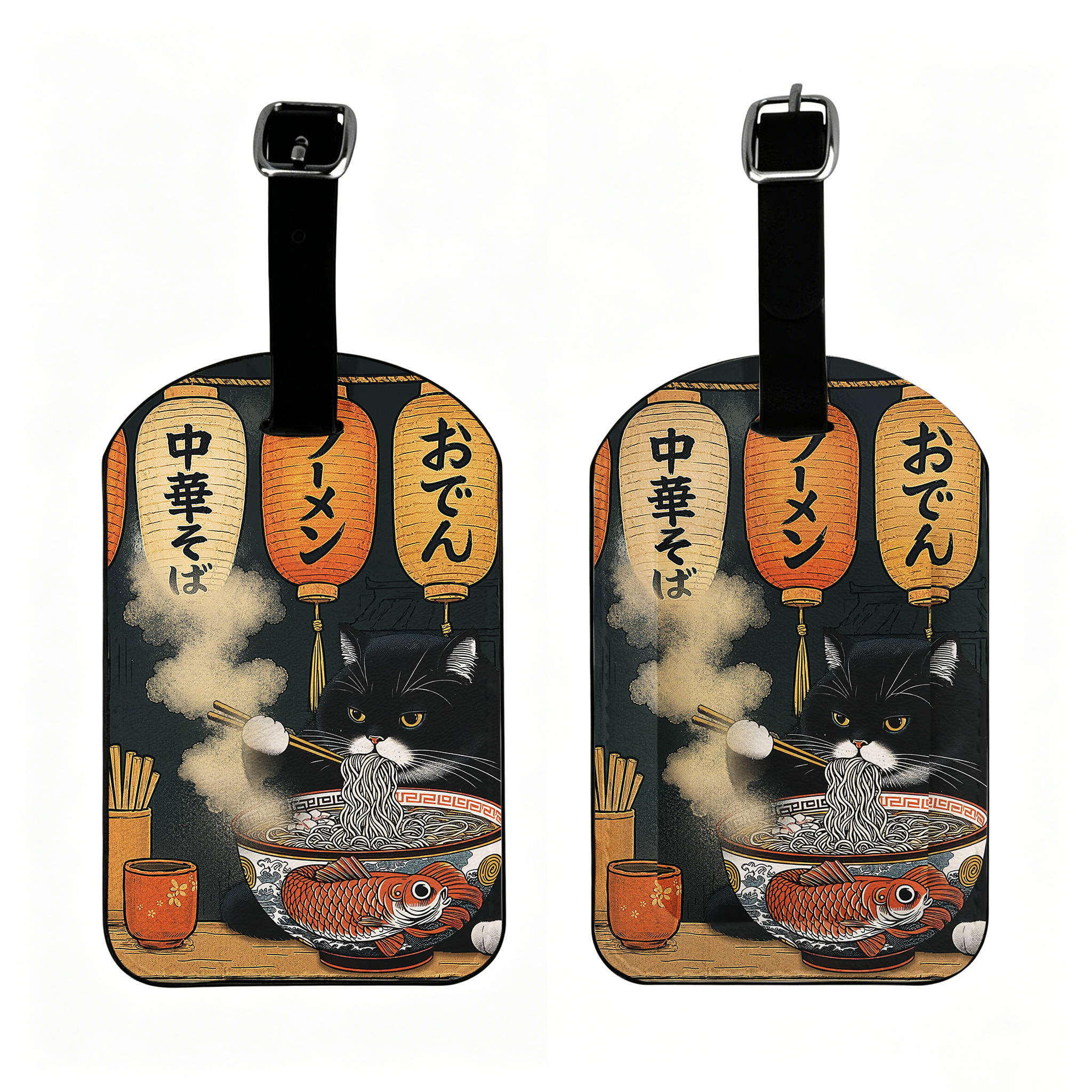 Tokyo-Tiger Fat Cat Eating Ramen Luggage Tag