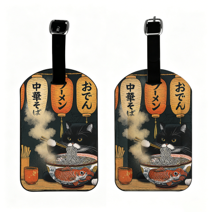 Tokyo-Tiger Fat Cat Eating Ramen Luggage Tag