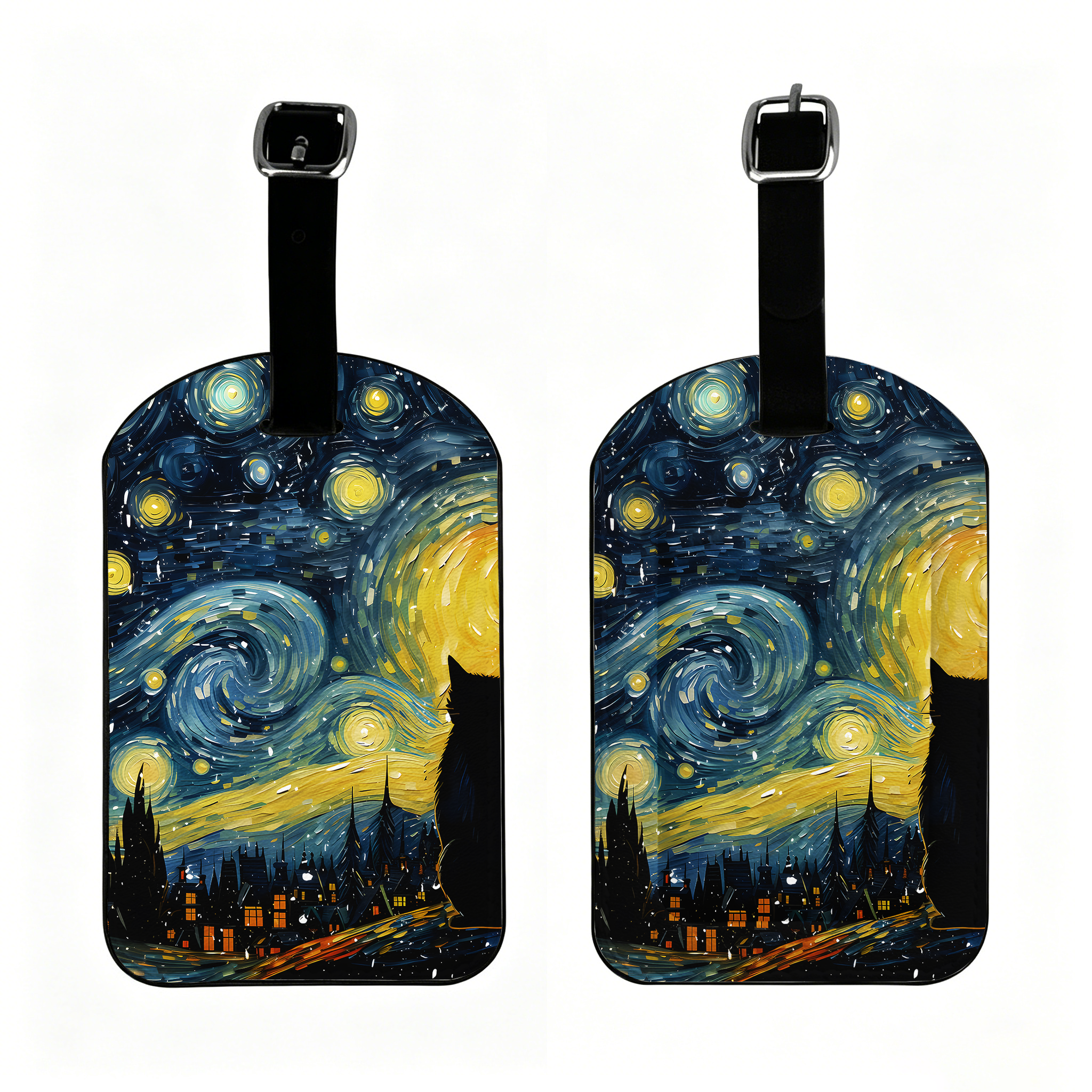 Tokyo-Tiger Black Cat Under The Stars Luggage Tag
