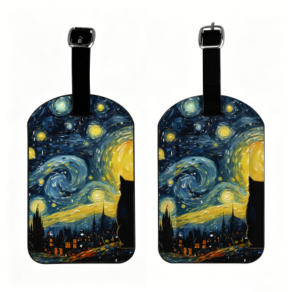 Tokyo-Tiger Black Cat Under The Stars Luggage Tag
