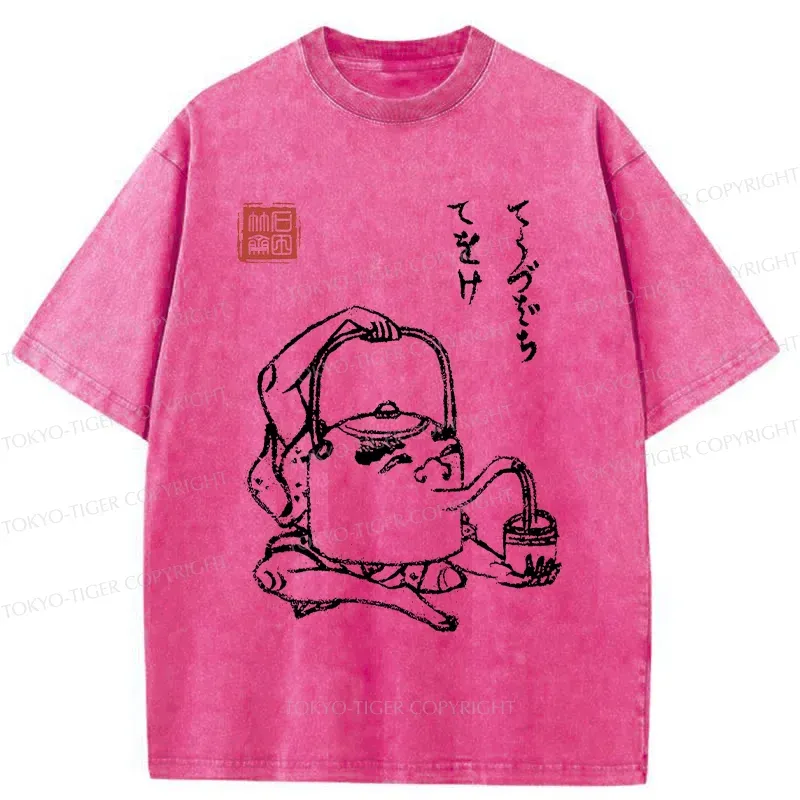Tokyo-Tiger Kettle Monster Washed T-Shirt