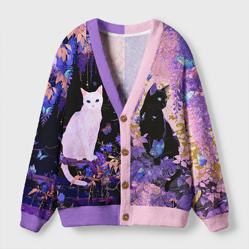 Tokyo-Tiger Butterfly Dreams Ugly Cardigan Sweater