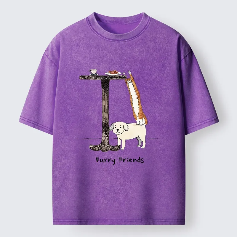 Tokyo-Tiger Dog Cat Snack Mission Art Washed T-Shirt