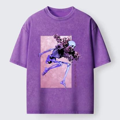 Tokyo-Tiger Dark Floral Bones Washed T-Shirt
