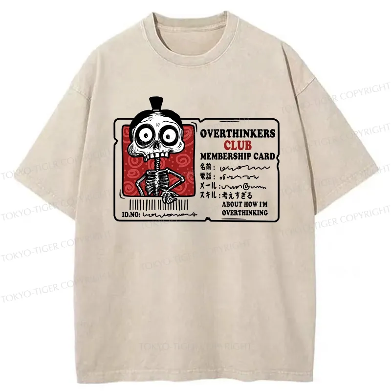 Tokyo-Tiger Overthinkers Club Membership Card Washed T-Shirt Sale
