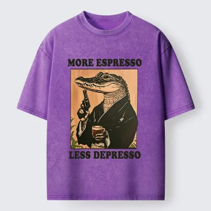 Tokyo-Tiger Coffee Mood Crocodile Washed T-Shirt