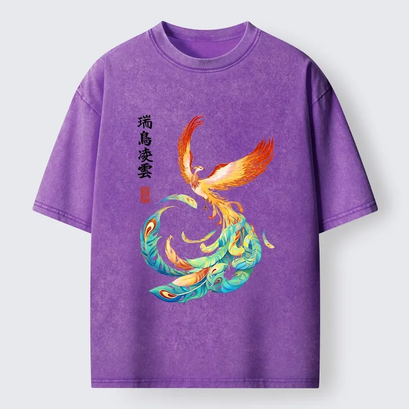 Tokyo‑Tiger Lucky Phoenix Art Washed T‑Shirt