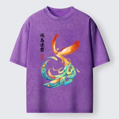 Tokyo‑Tiger Lucky Phoenix Art Washed T‑Shirt