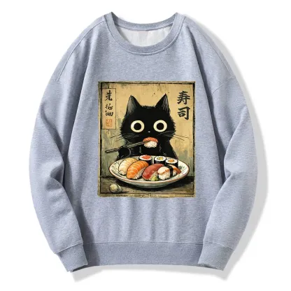 Tokyo-Tiger Vintage Japanese Sushi Cat Classic Sweatshirt