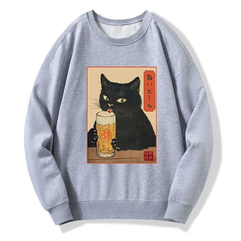 Tokyo-Tiger Cat Holding A Glass Of Beer Classic Sweatshirt