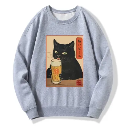 Tokyo-Tiger Cat Holding A Glass Of Beer Classic Sweatshirt