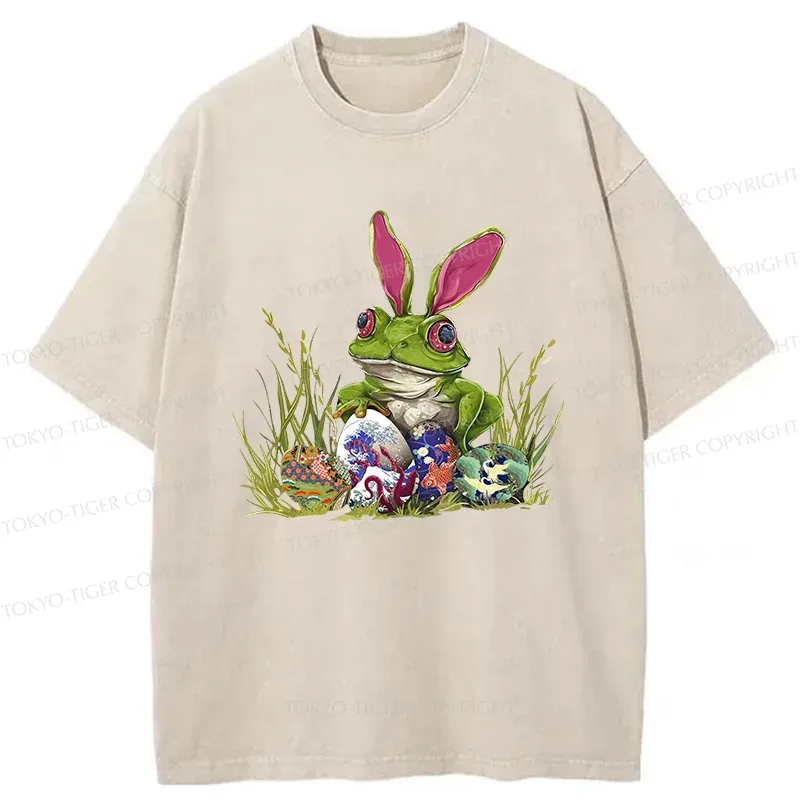 Tokyo-Tiger Easter Frog Funny Washed T-Shirt