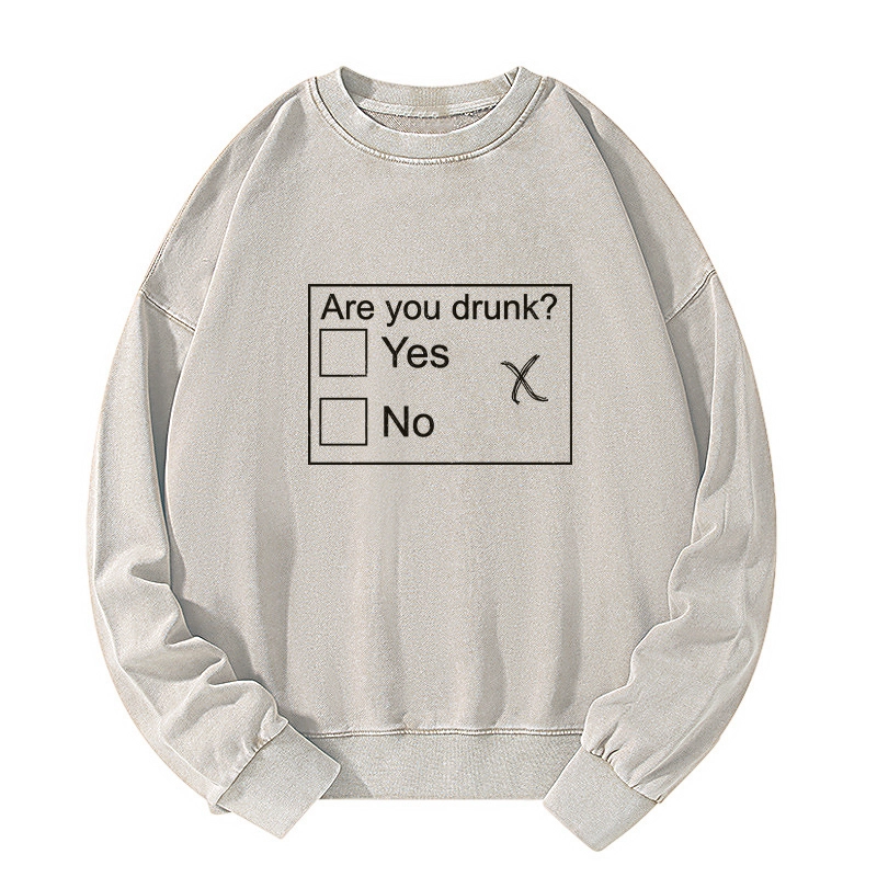 Tokyo-Tiger Confused Drunk Checkbox Graphic Washed Sweatshirt