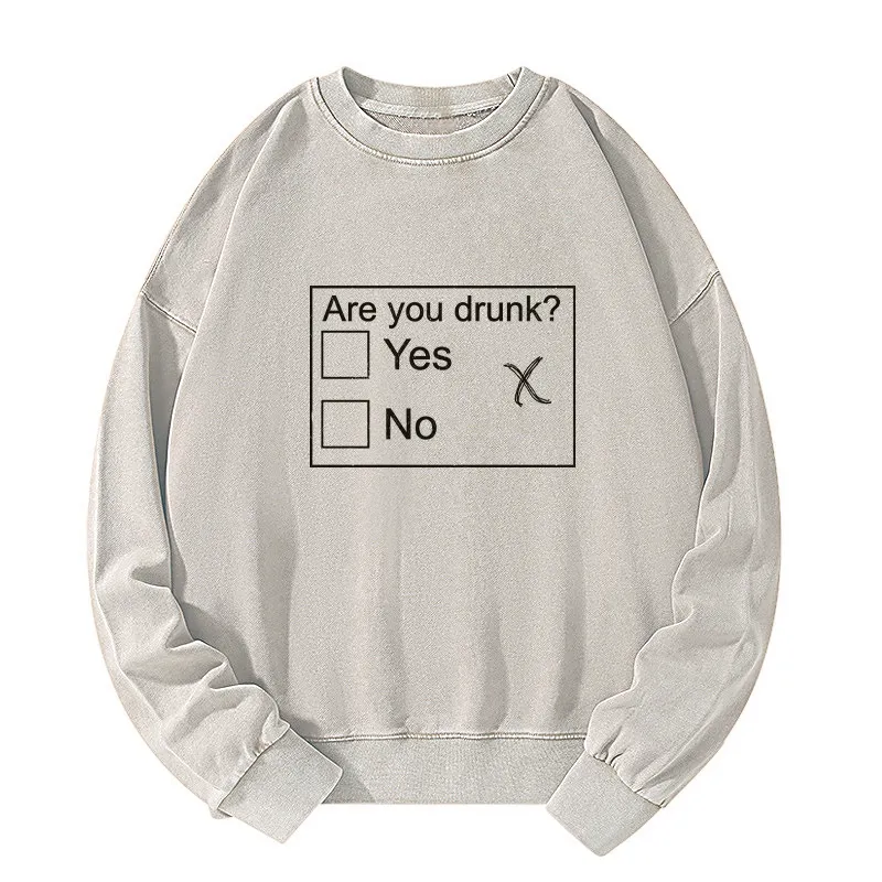 Tokyo-Tiger Confused Drunk Checkbox Graphic Washed Sweatshirt