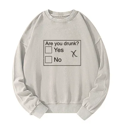 Tokyo-Tiger Confused Drunk Checkbox Graphic Washed Sweatshirt