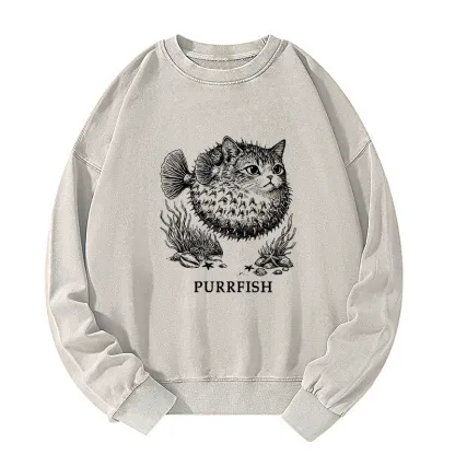 Tokyo-Tiger Spiky Puffer With Cute Cat Head Washed Sweatshirt