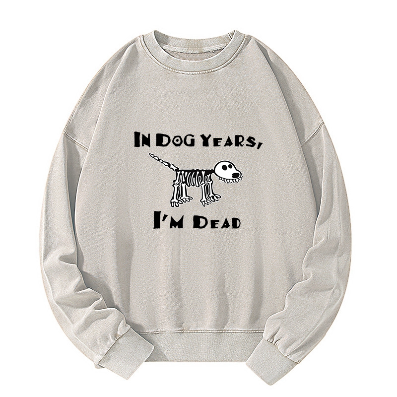 Tokyo-Tiger Funny Meme Old Dog Dead In Dog Years Vibe Washed Sweatshirt
